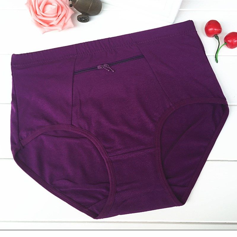 全棉纯棉高腰有兜口袋拉链女士防盗内裤中老年大码宽松柔软本命年,女士内衣/男士内衣/家居服,女三角裤,淘宝优惠券,粉丝福利购,淘宝优惠卷