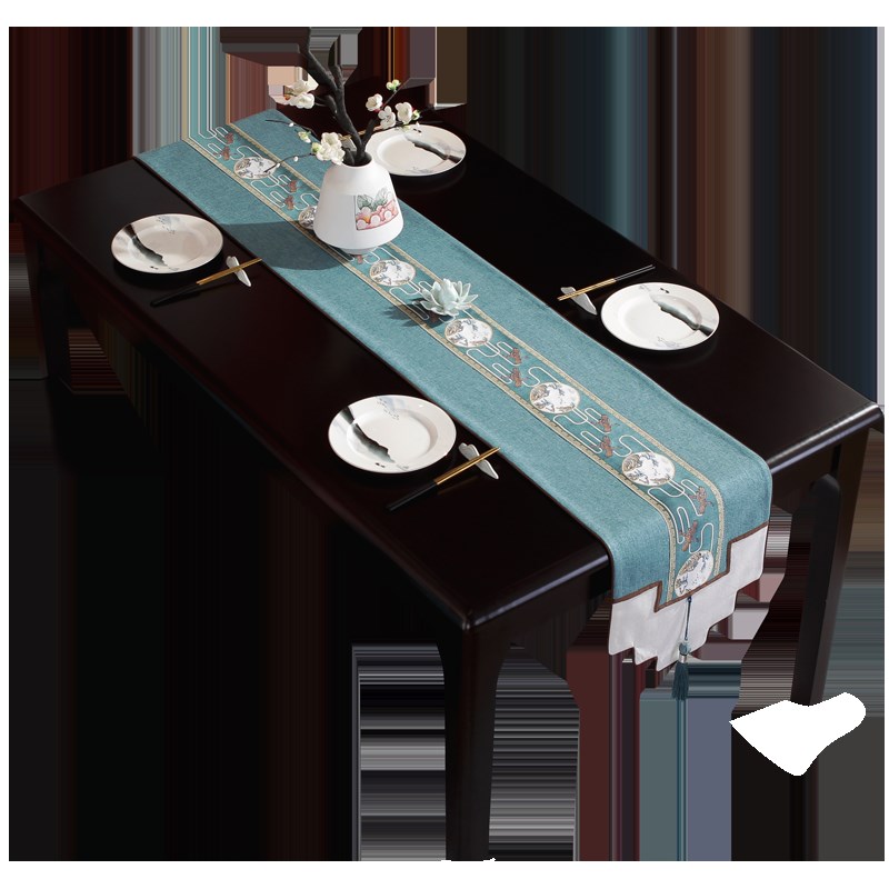 新中式桌旗禅意茶席中国风茶台餐桌茶几旗桌布电视柜长条盖布定制