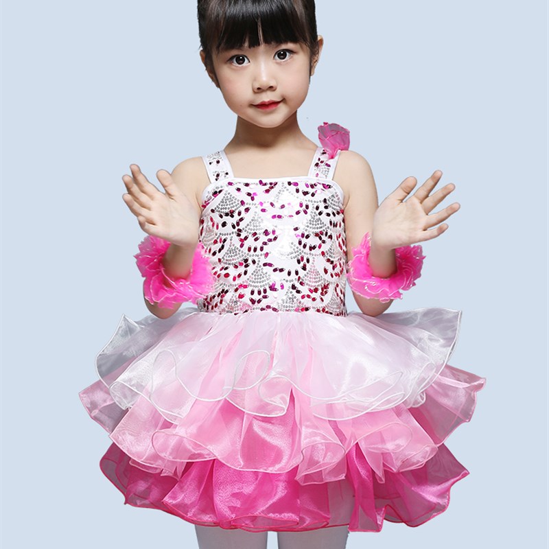 元旦儿童演出服蓬蓬裙纱裙女童幼儿园舞蹈演出服装儿童节表演服女
