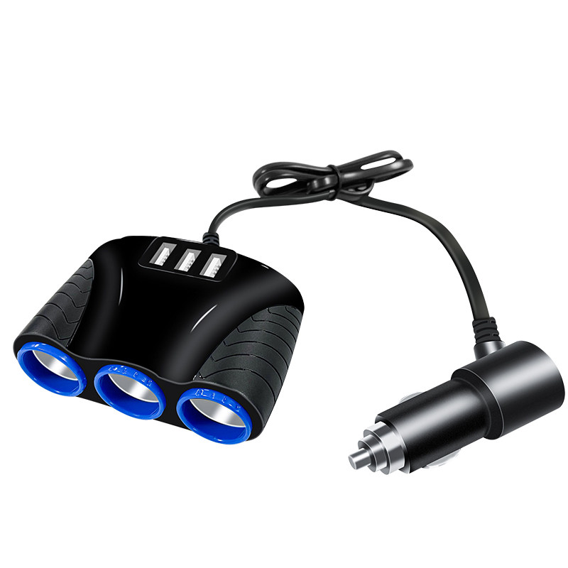 车载充电器一拖三多功能点烟器接口一拖二USB转换插头汽车充插座