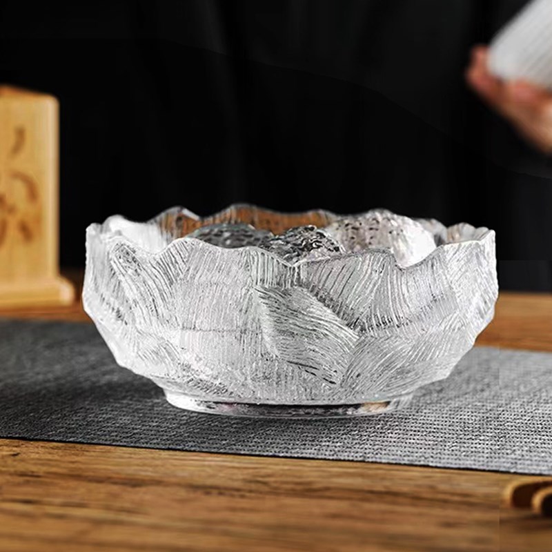 日式水晶玻璃水果盘沙拉碗客厅家用果盆零食盘子创意茶洗茶砵摆件