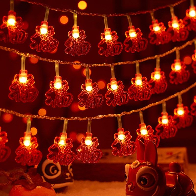 新年福字大红灯笼led小彩灯闪灯灯串满天星家用过年春节装饰布置