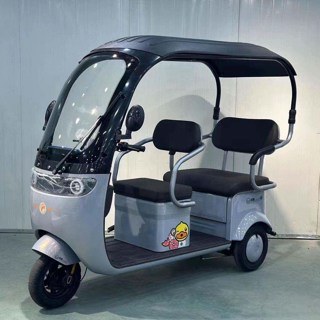 款带棚电动三轮车接送孩子双两客货用休闲电瓶新车老排ZDA年代步