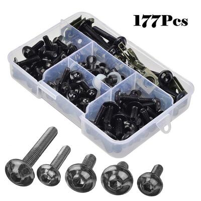 177pc托s黑色53128摩车整罩挡风螺流栓套装螺夹片丝