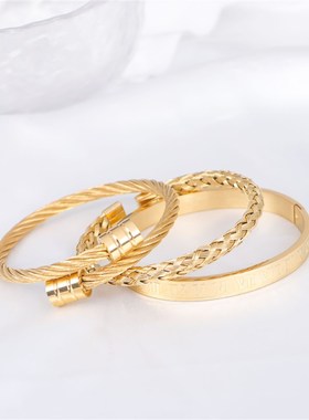 时尚男女通用金属手链多款组合式钢质手环新款简约情侣可分带手饰