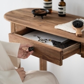 润家家居新中式 实木玄关台桌小号牀边化妆台小户型家用单人书桌