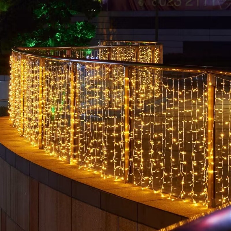 led灯帘网红窗帘灯冰条瀑布灯户外装饰彩灯闪灯串灯满天星氛围灯