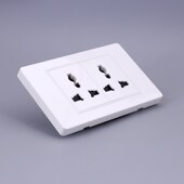 118型暗装 多功万能六孔不锈钢玻璃开关流水线工业白色插座面板