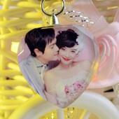 个性 定制水晶照片钥匙扣男女用链子挂件制作diy创意情侣生日礼物