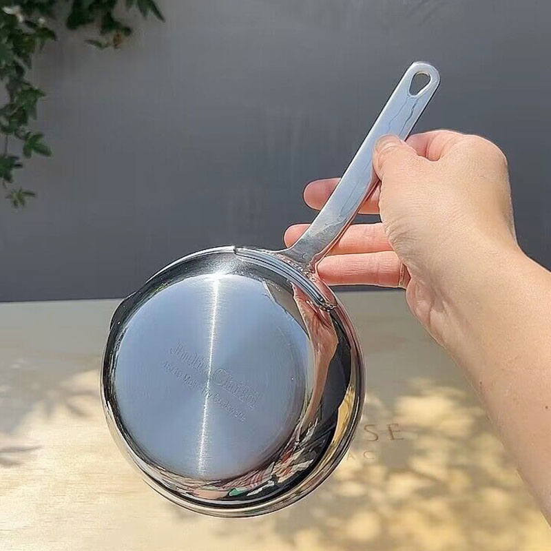 出口单18/10不锈钢平底锅小煎锅淋油锅煎蛋泼油锅小酱汁锅12cm