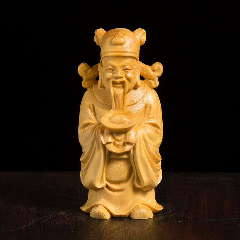 木雕文玩手把件黄杨木创意工艺品家用供奉实木佛像招财摆件财神爷