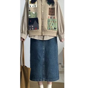 格子衬衫 时尚 小个子针织外套马甲毛衣衫 女早秋新款 上衣两件套 套装