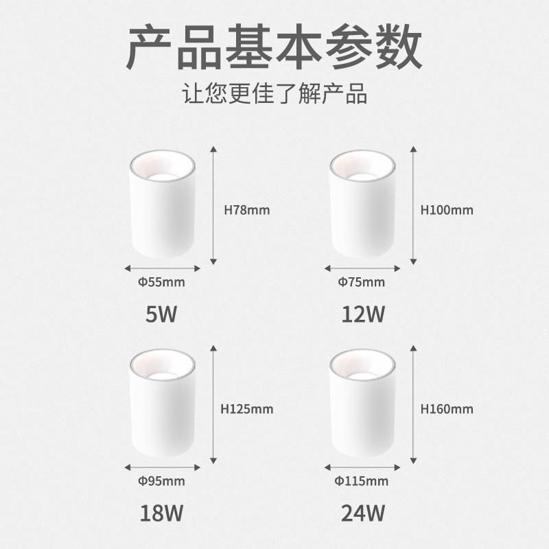 全光谱明装射灯吸顶LED筒灯普瑞芯片防眩光客厅卧室免开孔高显色,家装灯饰光源,明装射灯,淘宝优惠券,粉丝福利购,淘宝优惠卷