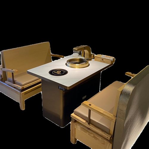 岩板火锅桌子电磁炉一体无烟烧烤桌自助烤涮一体桌椅组合餐馆商用