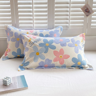 全棉枕套单件简约纯棉枕芯套长方形枕头套成人单人48x74cm一对装