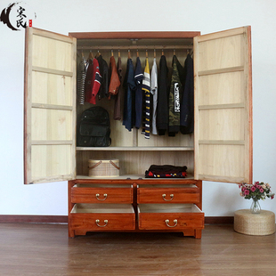 实木衣柜全樟木衣橱新中式禅意双门衣柜实木古典衣柜卧室储物柜
