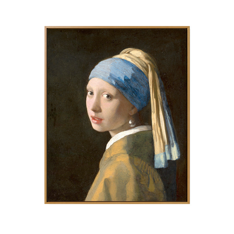 戴珍珠耳环的少女维米尔艺术软装饰画家装卧室餐厅无框挂画