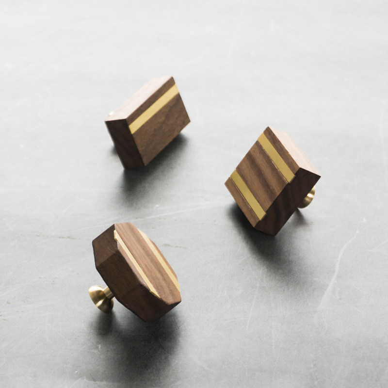 复古实木新中式黑胡桃木北欧轻奢创意木制橱柜门衣柜抽屉拉手把手