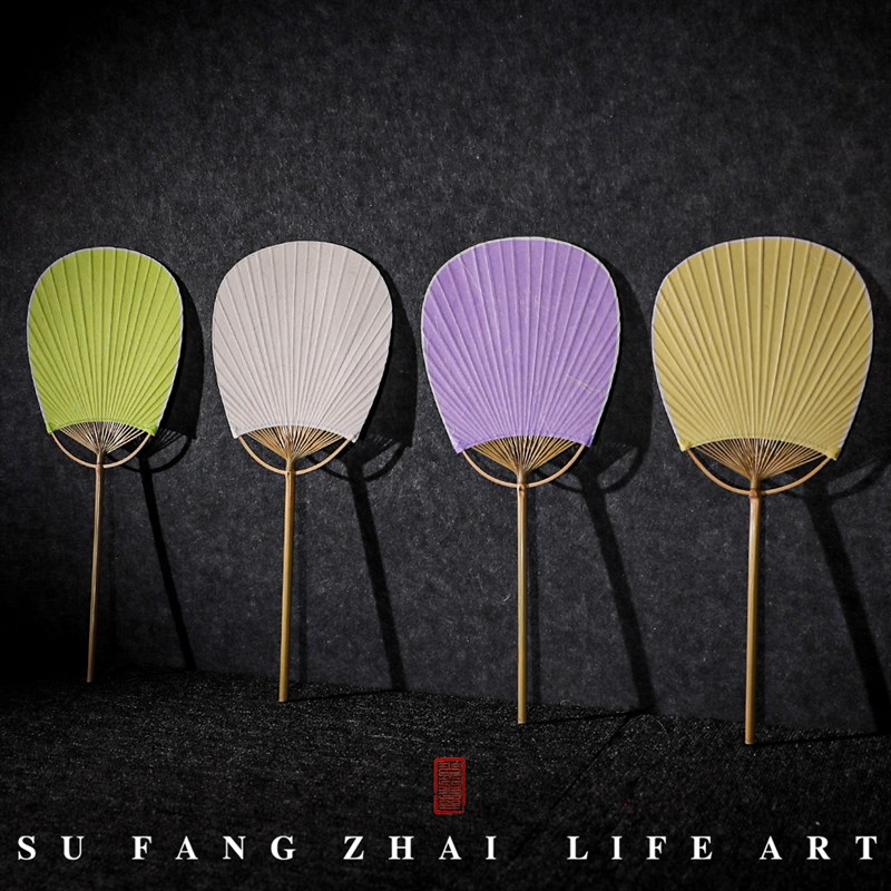 空白宣纸团扇中式古典宣纸竹蒲扇芭蕉海棠扇手工彩色团扇圆扇子