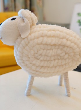 可爱大白羊桌面摆件 羊毛毡手工成品柜台装饰品家居客厅创意礼物