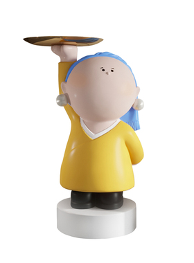 带珍珠耳环的少女客厅电视柜沙发旁边大型卡通床头落地灯装饰摆件