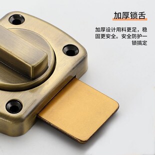 合金插销门锁免打孔锁扣防盗门内明装门栓卫生间门扣卧室反锁门闩