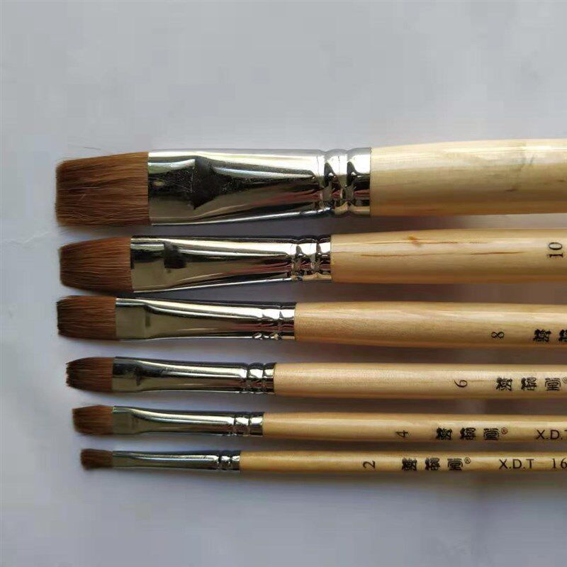 榭得堂166木杆平头狼毫水粉笔油画笔 水彩笔 谢德堂 笔套装 单支