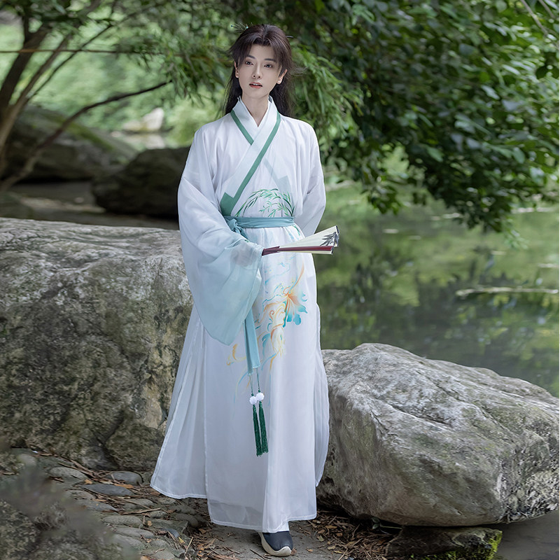 汉服男款明制道袍春秋古装中国风唐装青少年国学服连体演出服帅气图片
