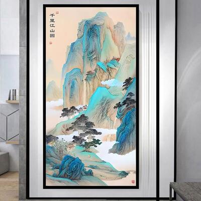 竖版里江山图202新款十字绣客2厅玄青关绿山水MRH风景自己手工满