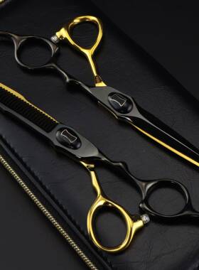 .0寸CM-12黑色H尔6双面剑背美发金剪刀理发剪128平剪刘海剪牙