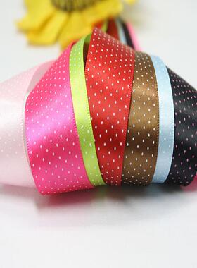 姚明织带印刷圆点涤i纶单面色丁带dy物礼包装25TWRmm斜九点