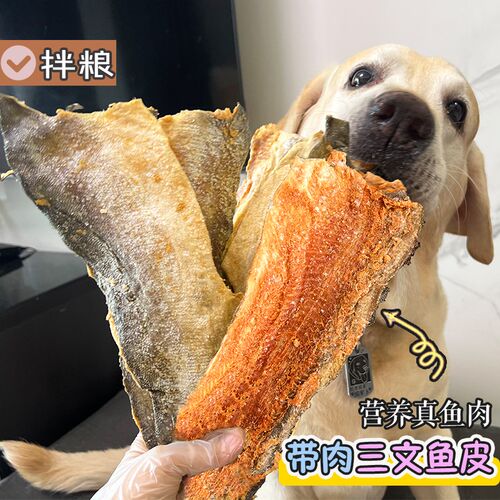 特大冻干带肉三文鱼皮宠物零食狗狗磨牙洁齿营养幼犬大狗奖励肉干