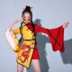 六一儿童演出服中国风学生嘻哈街舞喜庆表演服金红色旗袍走秀套装