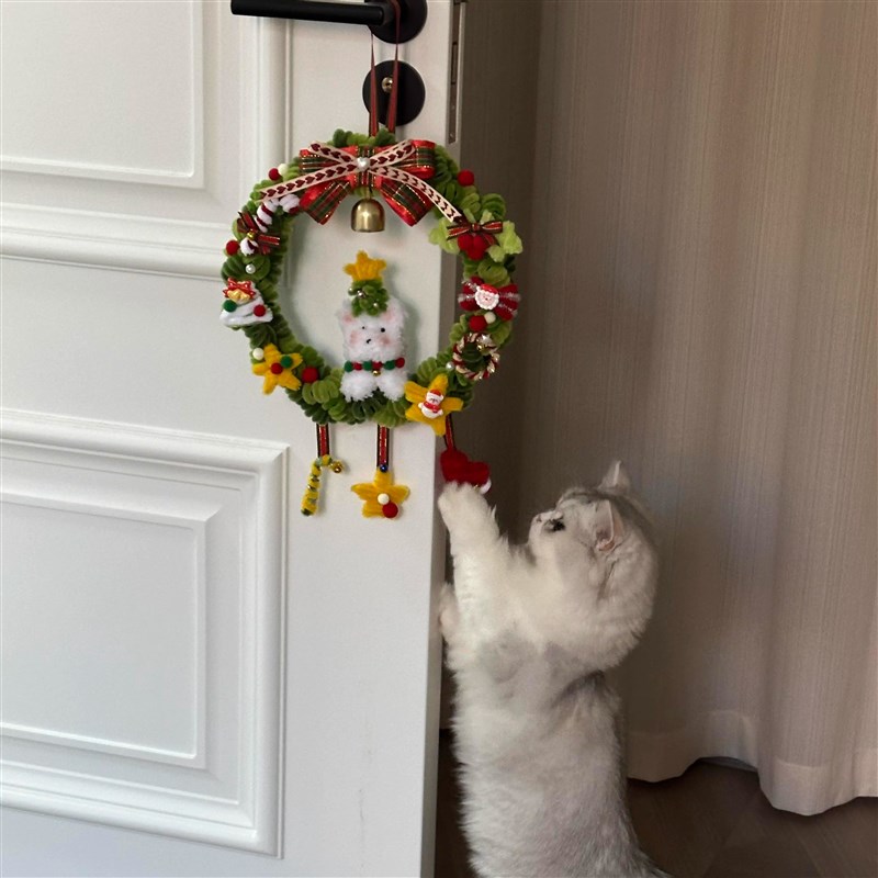圣诞装饰花环挂环扭扭棒手工花藤门环diy材料包圣诞节场景布置