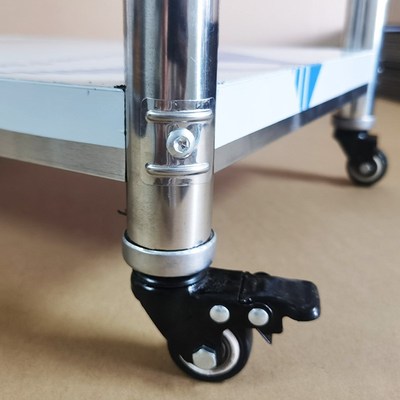 可定做不锈钢带轮子三层置物架可移动厨房收纳落地多层储物置物架