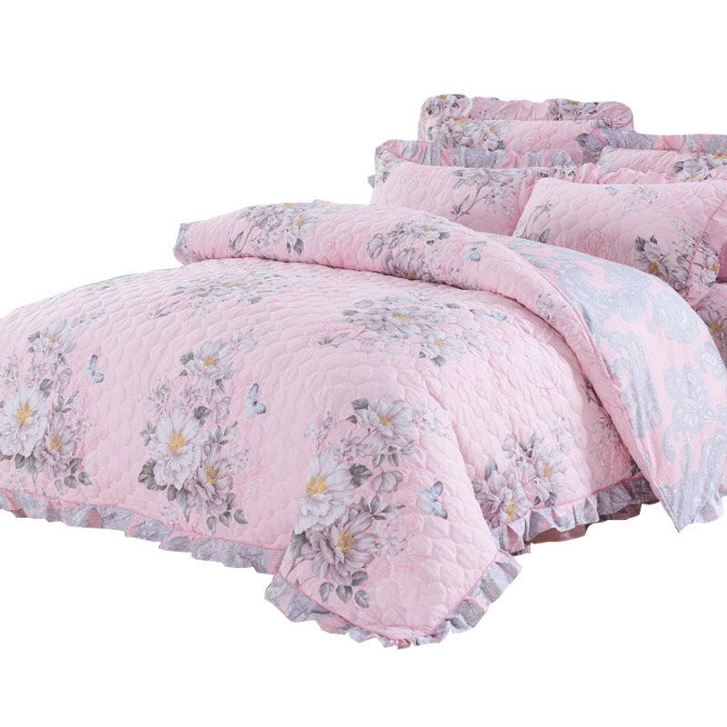 全棉夹棉被套单件加棉绗缝空调夏被花边加厚双人被罩被子纯棉6x7