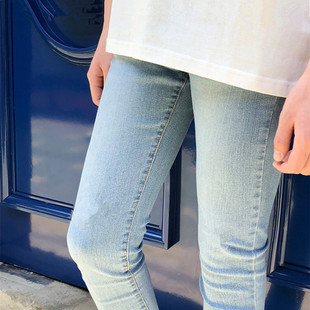 九分显瘦裤 子铅笔裤 天蓝色薄修身 男浅色新款 裤 9裤 小脚夏季 牛仔裤