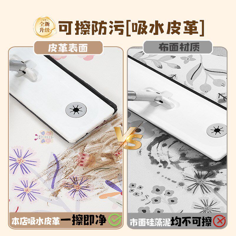 轻奢高级感厨房l型专用地垫免洗可擦防滑脚垫子吸水吸油皮革地毯