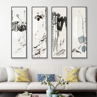 齐白石水墨画新中式客厅沙发背景墙装饰画饭厅茶室办公室挂画字画