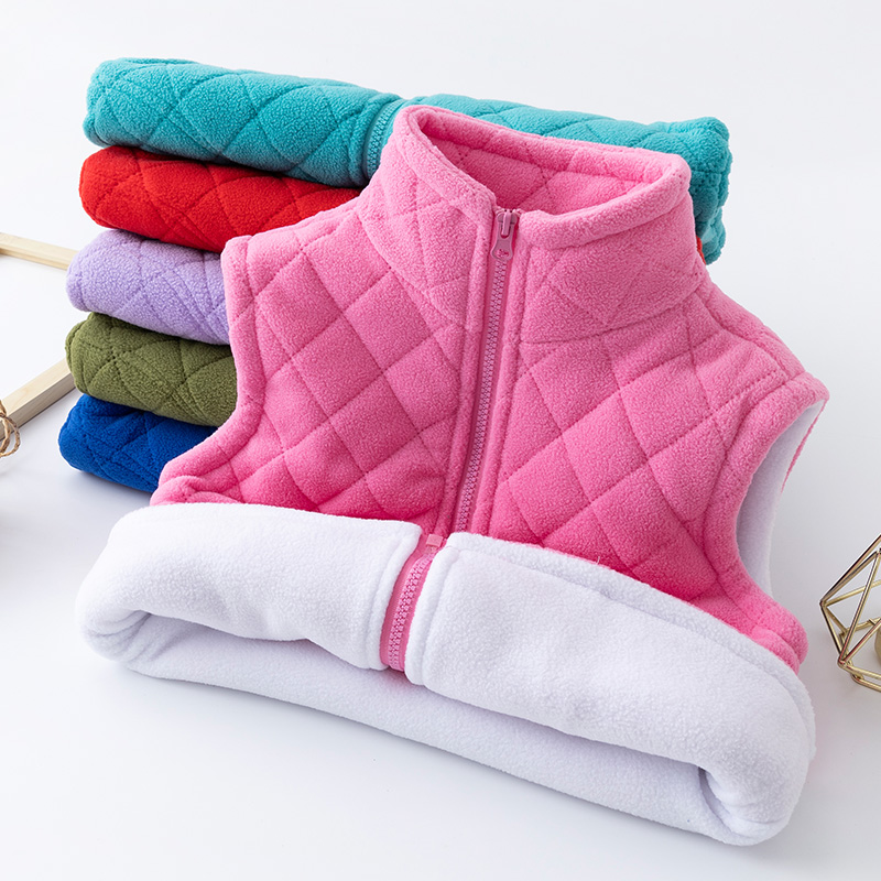 儿童马甲背心秋冬季加厚外穿摇粒绒夹棉服三层2022新款爆男女童装