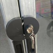 办公室移门不锈钢有框店面双门防盗移动门圆形勾锁带框玻璃门锁