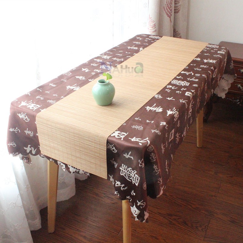 竹制桌旗中式茶桌竹子桌旗禅意茶席竹帘茶壶茶杯隔热垫复古桌旗