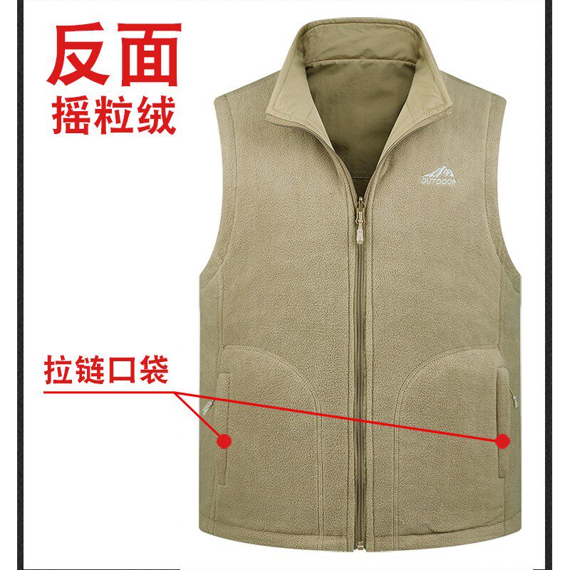 冬季加绒加厚男式两面穿马甲中老年宽松大码加肥立领爸爸保暖背心,男装,常规马甲,淘宝优惠券,粉丝福利购,淘宝优惠卷