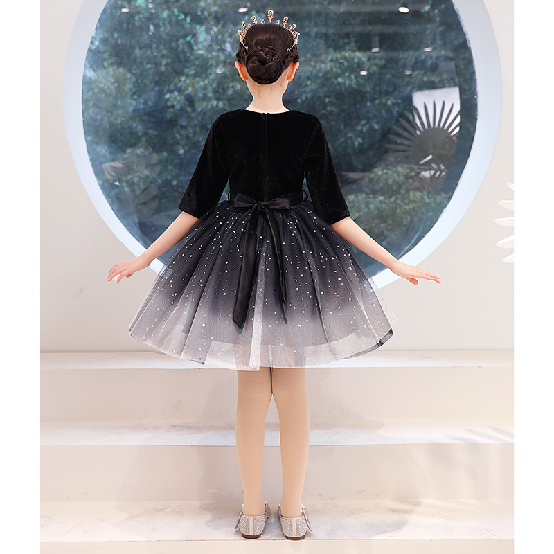 女童晚礼服儿童公主裙小孩走秀花童婚纱生日主持人钢琴演出服轻奢