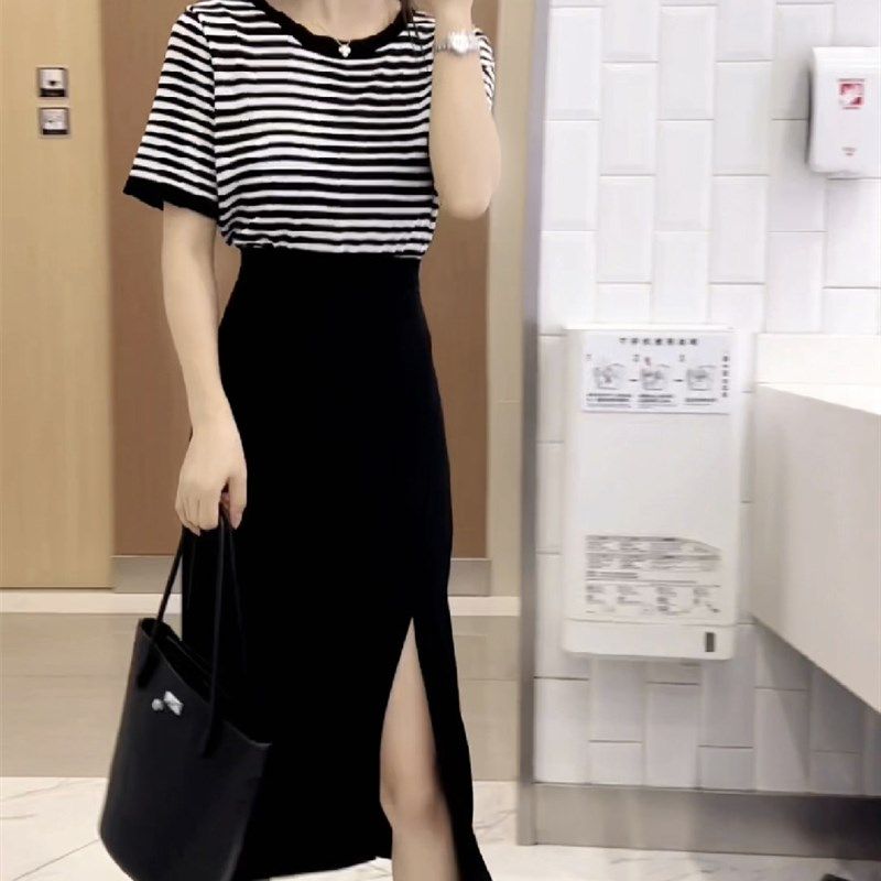 黑色开叉半身裙女2024春秋季新款高腰显瘦时尚气质a字包臀裙半裙,女装/女士精品,半身裙,淘宝优惠券,粉丝福利购,淘宝优惠卷