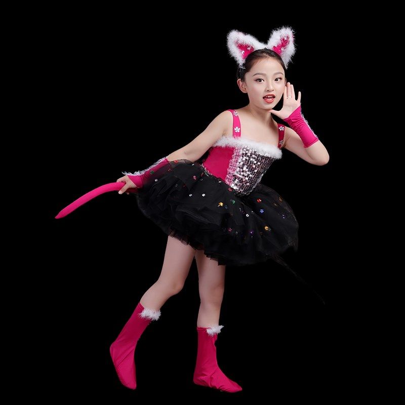 爱跳舞的小怪兽波斯猫表演服幼儿小猫舞蹈服学猫叫儿童动物演出服