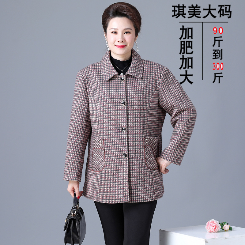 胖妈外套母亲衣服中老年人加肥加大女装妈妈秋冬装宽松开衫220斤