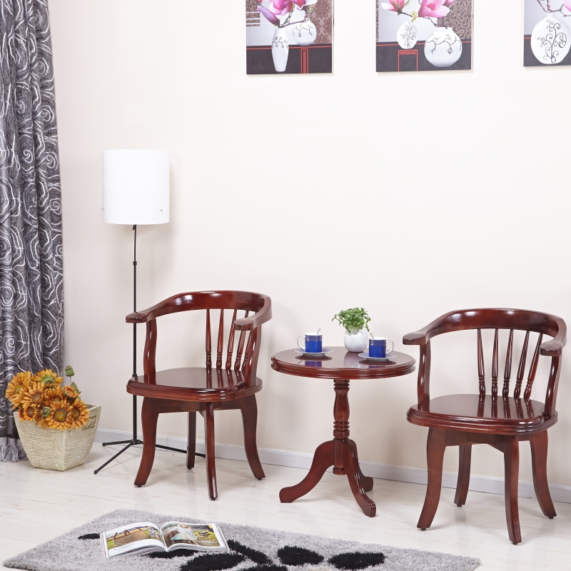 包邮中式阳台圈椅三件套单人休闲桌椅茶桌组合水曲柳实木转椅围椅