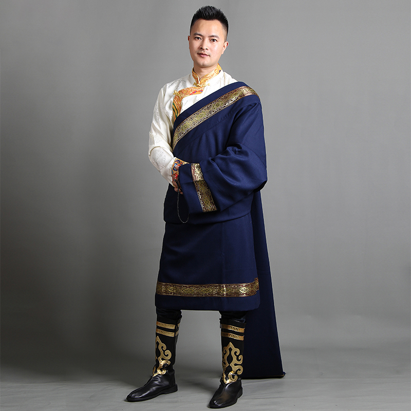 新款藏袍男 西藏民族服装花边藏服藏族服装织锦缎藏装男款藏衣