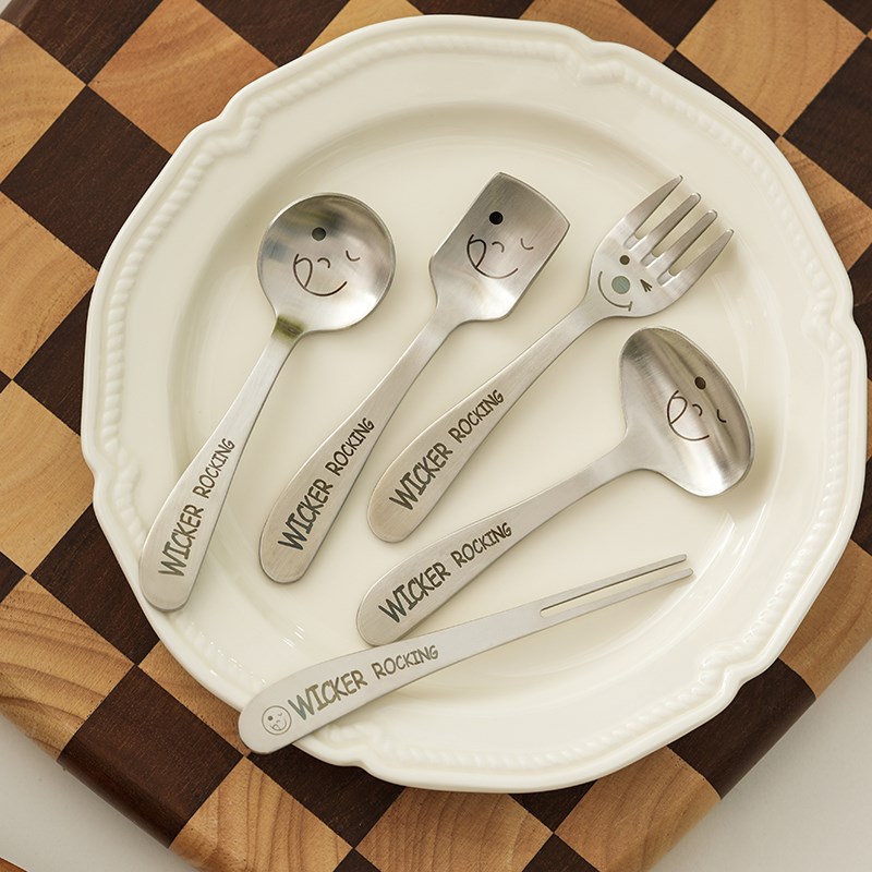 肆月勺子不锈钢家用高颜值儿童吃饭勺调羹甜品勺汤匙小西瓜酸奶勺